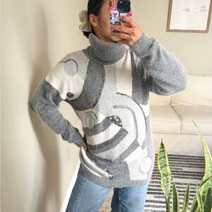 Cristina Grey Abstract Sequin Turtleneck Tunic Sweater